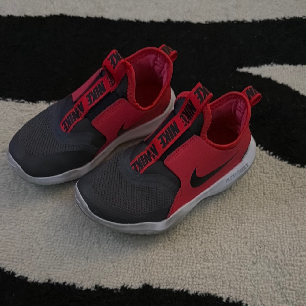 Nike Kids Red and Gray Slip-On Sneakers